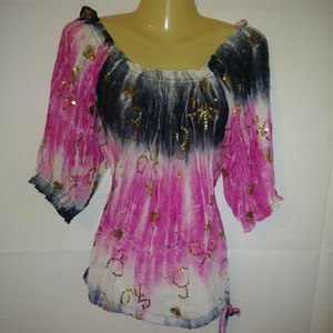Peter Nygard Top Sequin Pink  Ombre Size 14  L